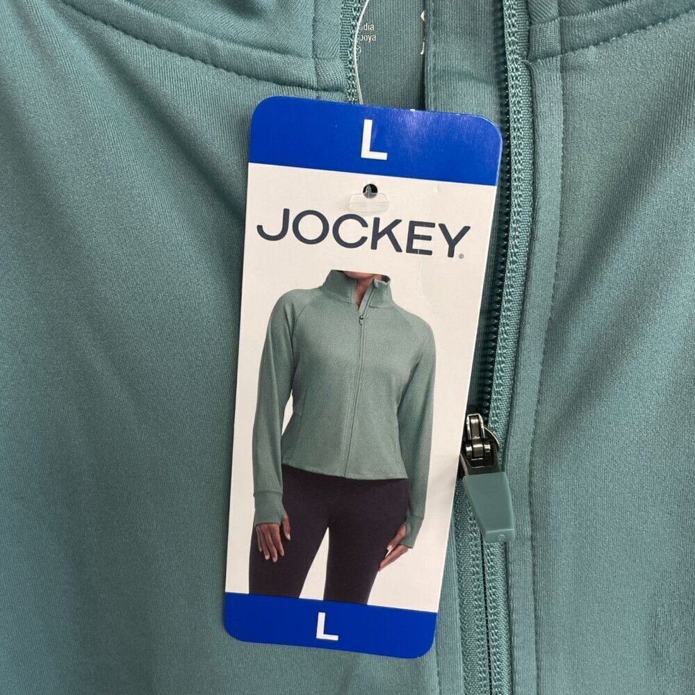 NEW Jockey Women's L Zip-Up Jacket Turquoise Polyester/Spandex Sweatshirt Mock - Picture 7 of 9